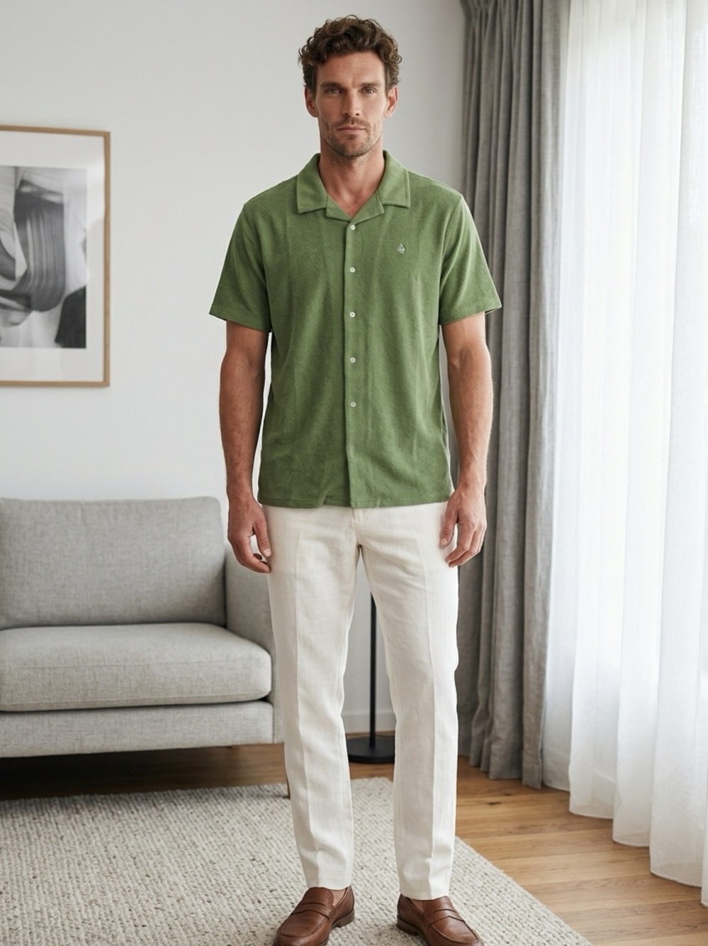 Volcom Stone Breaks Water Green Button-DowShirt - Size Large
